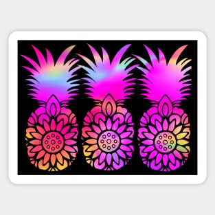 Hot Pink Pineapples: Rainbow Boho Holographic Trippy Hippie Mandala Sticker